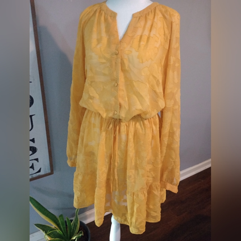 Lauren Conrad Golden Yellow Textured Dress / Cover Up Beachwear Size XL